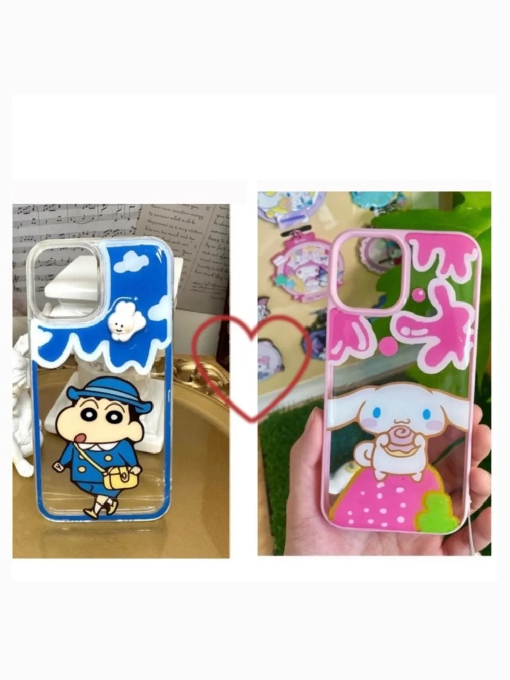 iPhone 12/12pro cartoon case,Handmade cute case with free gift beads chain